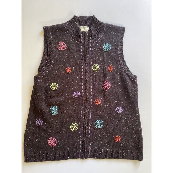 COLDWATER CREEK SEASONAL SWIRL SLEEVELESS FULL ZIP SWEATER VEST SIZE XL -NWT - Picture 1 of 7